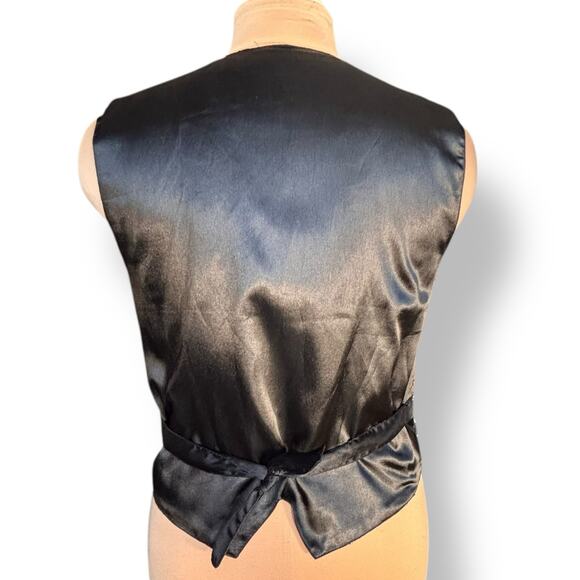 Vintage Effeci Beaded Sequin Checkered Vest Metallic Gold Silver Black Small - Picture 6 of 10